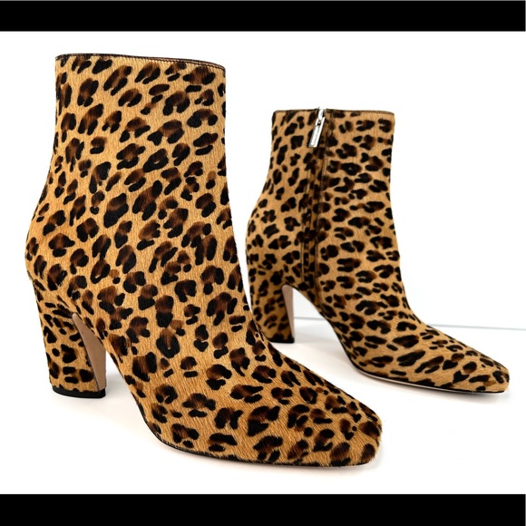 Jimmy Choo Mirren Calf Hair Leopard Print Fur Side Zip Fur Ankle Boots Size 39 - Picture 10 of 10